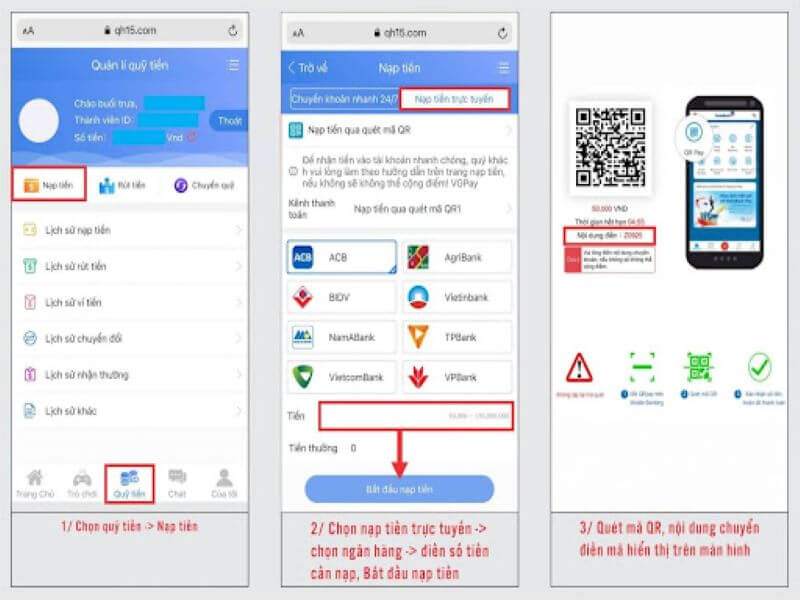 Cách nạp tiền QH99